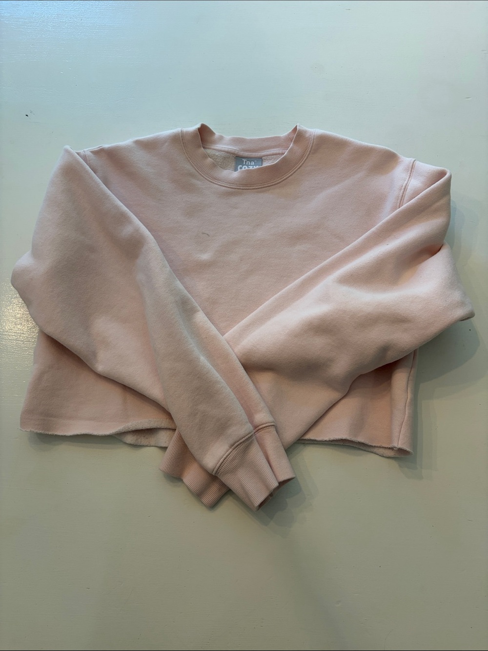 TNA Soft Pink Cropped Crew Sweatshirt